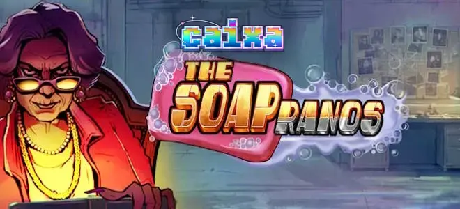 Interface vibrante e neon do jogo de slot Soapranos
